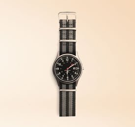 Lux Watch Leather Strap In Black